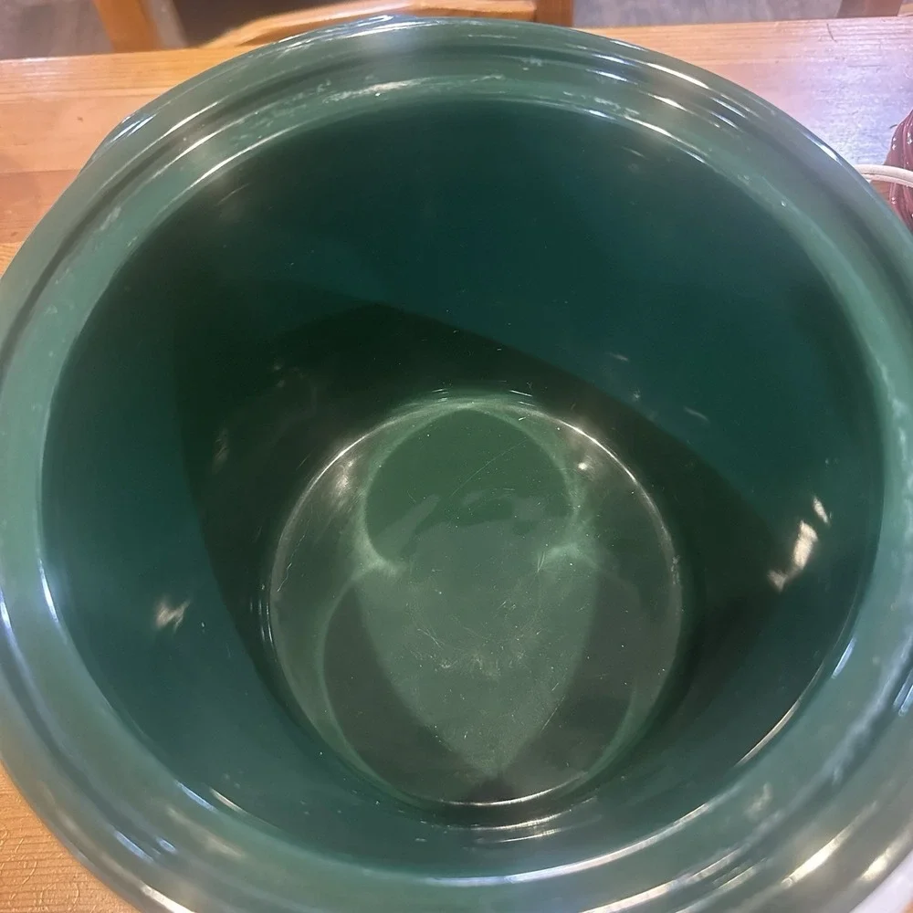 Vintage Rival Crockpot Slow Cooker 5 Quart Ivy Green Grape Vine Pattern USA